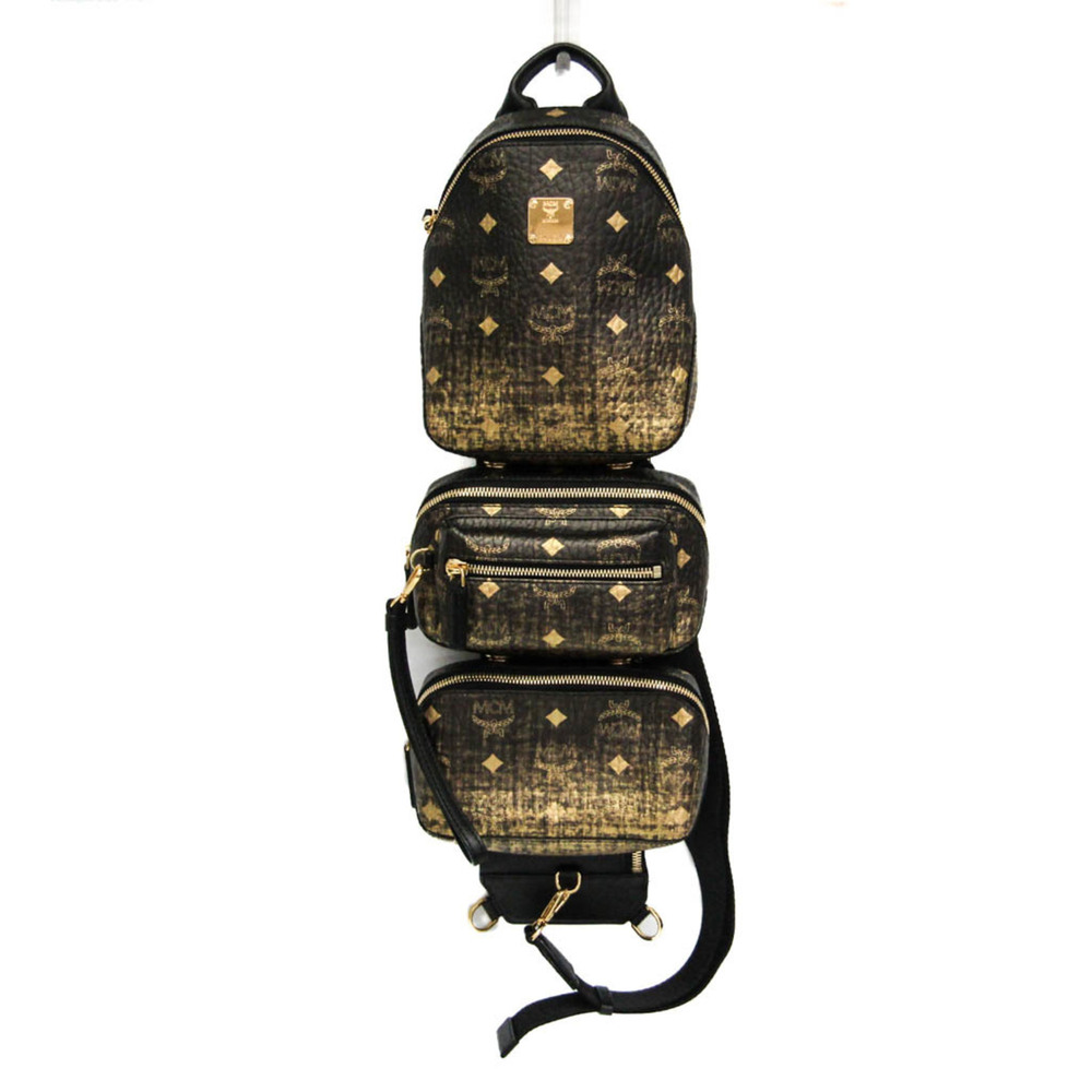 MCM Visetos Triple Body Bag MUL9ARN11DG001 Men's Coated Canvas,Leather Should...